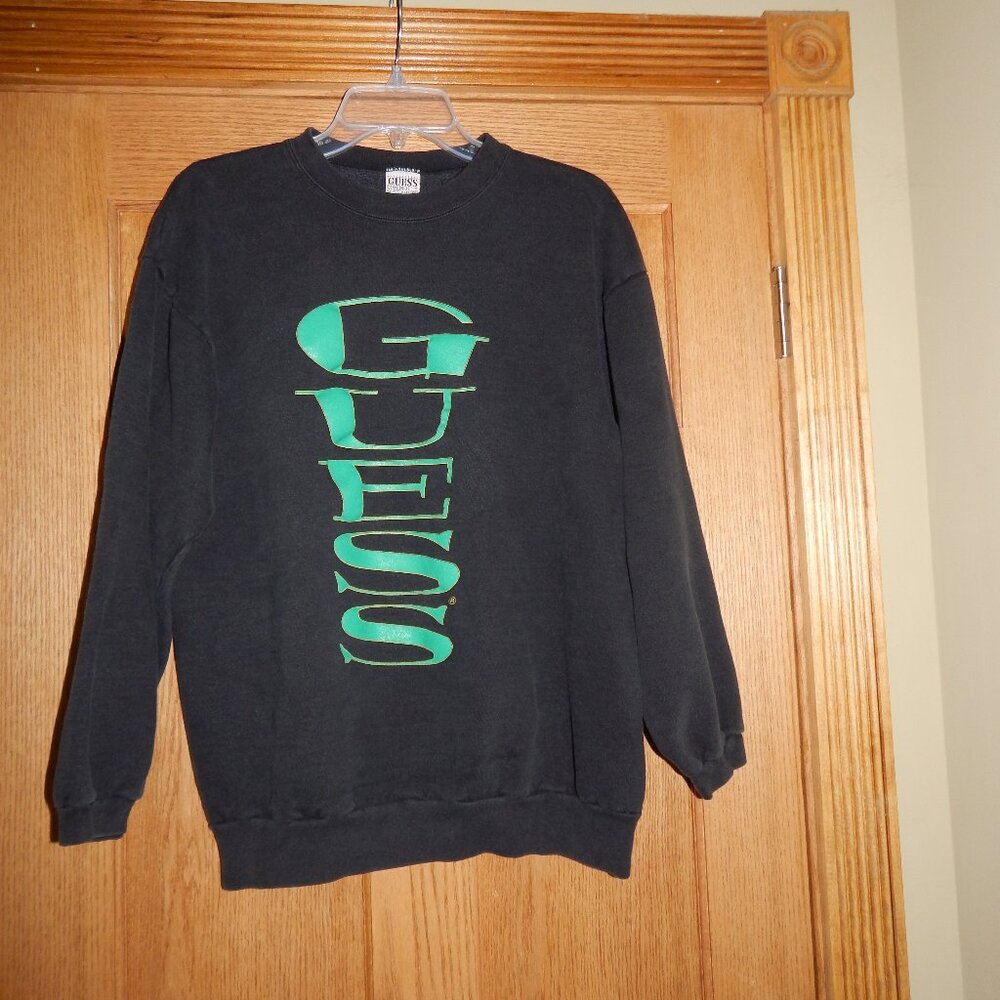 Vintage Y2K Guess By Georges Marciano Black Crewneck Sweatshirt Adult One Size